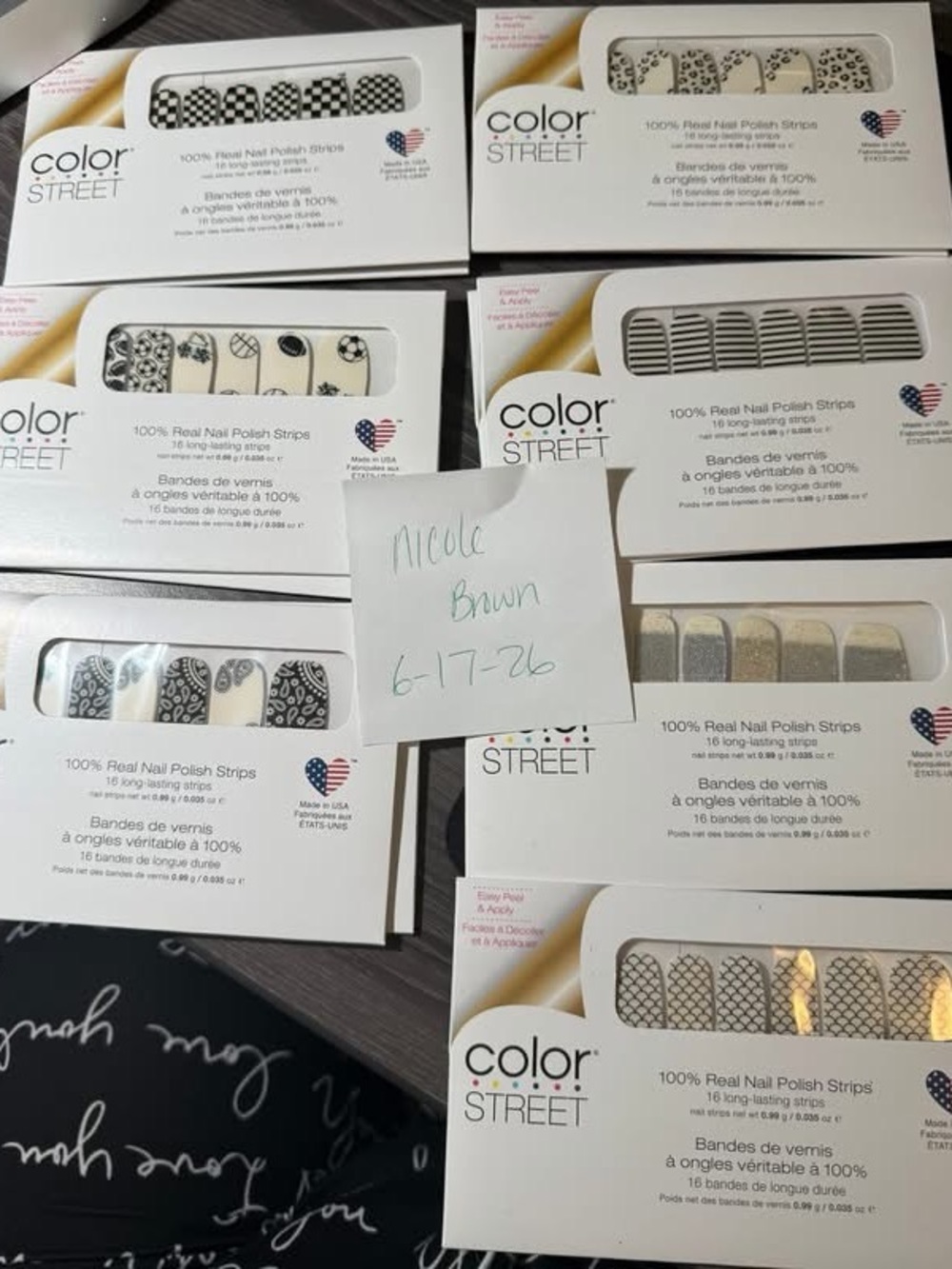 12 new Color Street Black, White & Gold overlay Nail Polish Strip Assortment